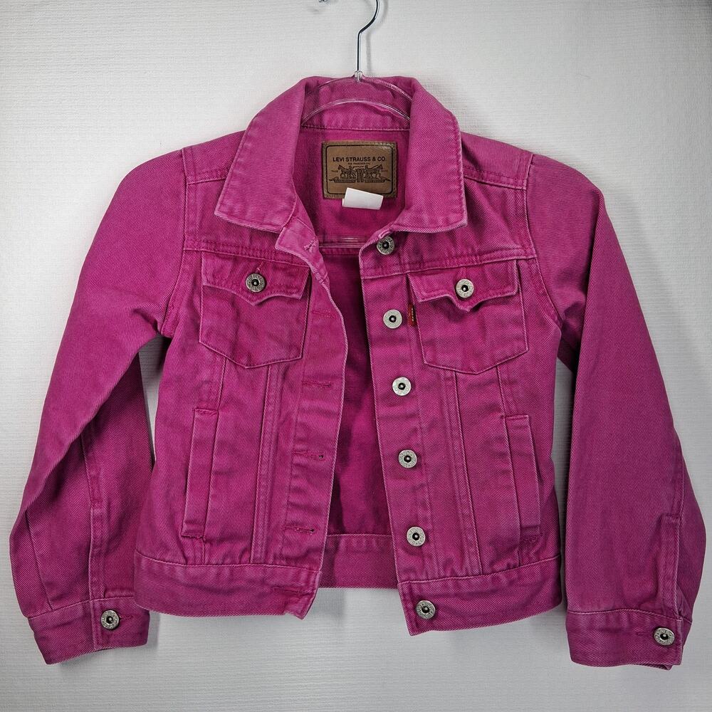 Levis Jean Jacket‎ Girl's Size Small / 7 Fuchsia Pink Denim Levi's